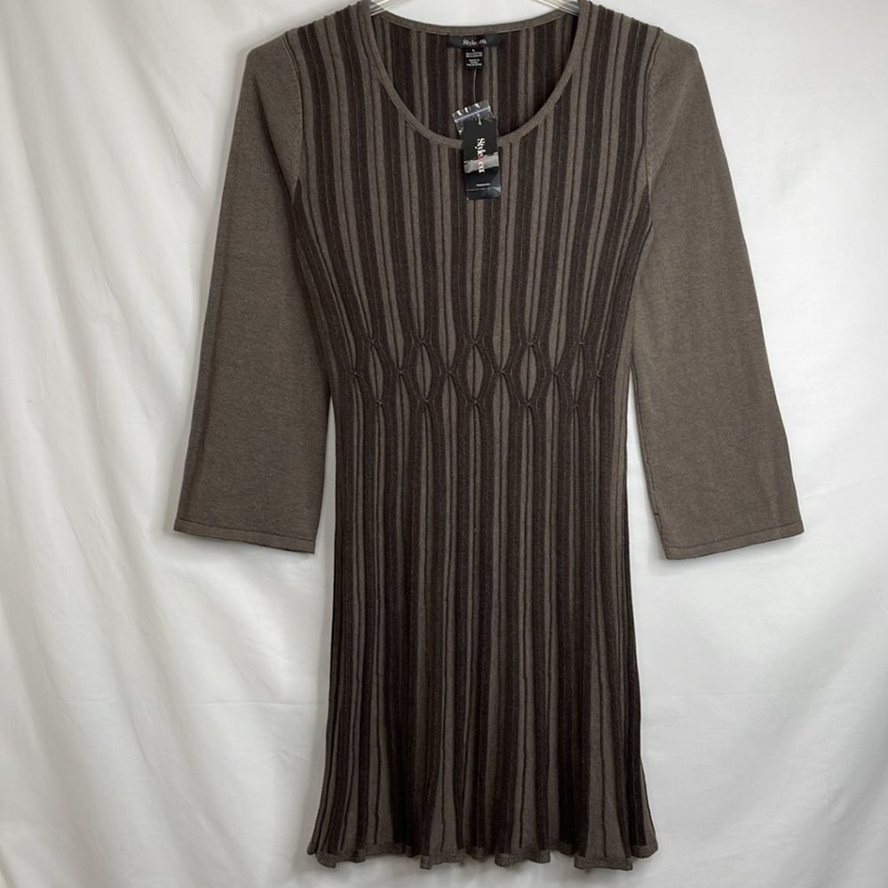 Women Brown Knitted Dress Size: L